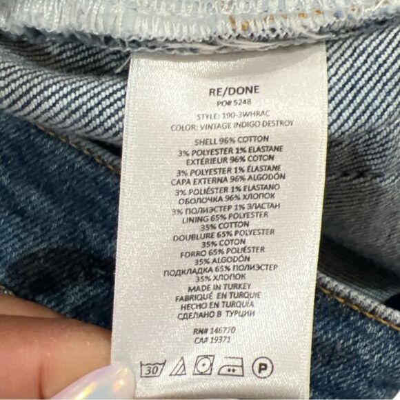 Re/Done 90’s High Rise Ankle Crop Medium Wash Raw Hem Size 29 - Picture 7 of 11